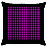 Lumberjack Fabric Pattern Pink Black Throw Pillow Case (Black) Front