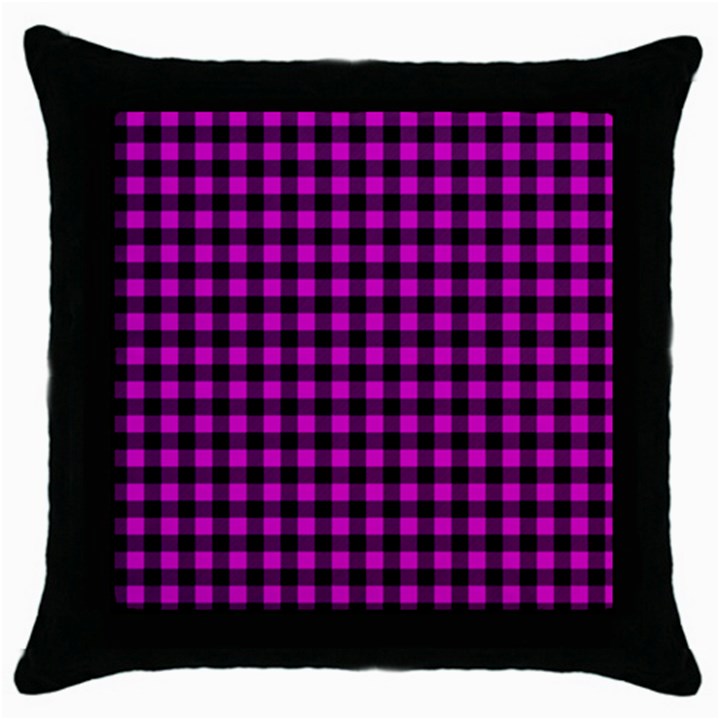 Lumberjack Fabric Pattern Pink Black Throw Pillow Case (Black)