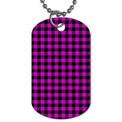 Lumberjack Fabric Pattern Pink Black Dog Tag (two Sides) by EDDArt