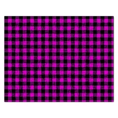 Lumberjack Fabric Pattern Pink Black Rectangular Jigsaw Puzzl by EDDArt