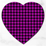 Lumberjack Fabric Pattern Pink Black Jigsaw Puzzle (Heart) Front