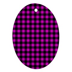 Lumberjack Fabric Pattern Pink Black Oval Ornament (two Sides) by EDDArt