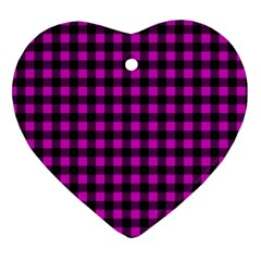 Lumberjack Fabric Pattern Pink Black Heart Ornament (two Sides) by EDDArt