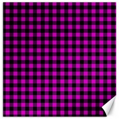 Lumberjack Fabric Pattern Pink Black Canvas 12  X 12   by EDDArt