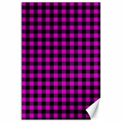 Lumberjack Fabric Pattern Pink Black Canvas 24  X 36  by EDDArt