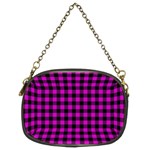 Lumberjack Fabric Pattern Pink Black Chain Purses (Two Sides)  Back