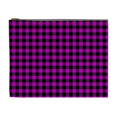 Lumberjack Fabric Pattern Pink Black Cosmetic Bag (xl) by EDDArt