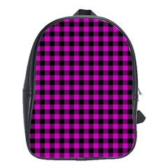 Lumberjack Fabric Pattern Pink Black School Bags(large)  by EDDArt