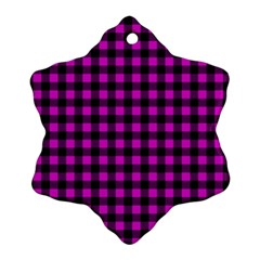 Lumberjack Fabric Pattern Pink Black Ornament (snowflake) by EDDArt