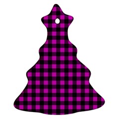 Lumberjack Fabric Pattern Pink Black Christmas Tree Ornament (two Sides) by EDDArt