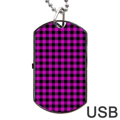 Lumberjack Fabric Pattern Pink Black Dog Tag Usb Flash (two Sides) by EDDArt