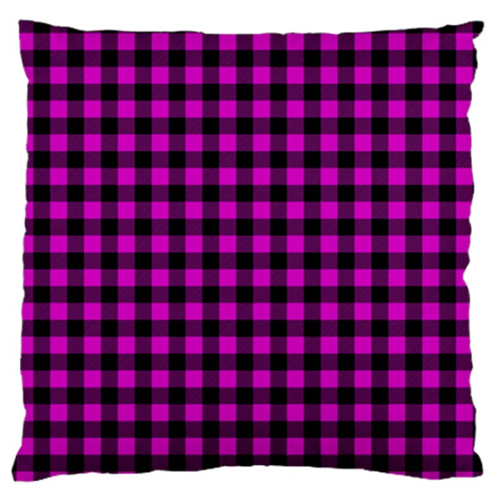 Lumberjack Fabric Pattern Pink Black Large Cushion Case (One Side)