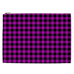 Lumberjack Fabric Pattern Pink Black Cosmetic Bag (xxl)  by EDDArt