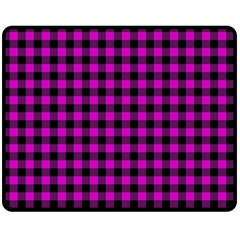 Lumberjack Fabric Pattern Pink Black Double Sided Fleece Blanket (medium)  by EDDArt