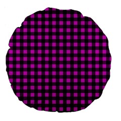 Lumberjack Fabric Pattern Pink Black Large 18  Premium Flano Round Cushions by EDDArt