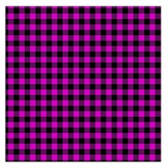 Lumberjack Fabric Pattern Pink Black Large Satin Scarf (square) by EDDArt