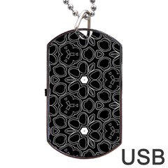 Floral Pattern Dog Tag Usb Flash (two Sides) by Valentinaart