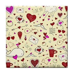 Valentinstag Love Hearts Pattern Red Yellow Tile Coasters by EDDArt