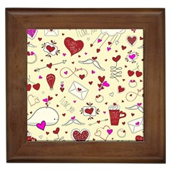 Valentinstag Love Hearts Pattern Red Yellow Framed Tiles by EDDArt