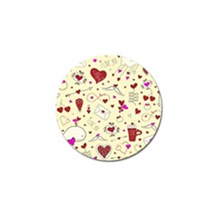 Valentinstag Love Hearts Pattern Red Yellow Golf Ball Marker by EDDArt