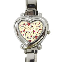 Valentinstag Love Hearts Pattern Red Yellow Heart Italian Charm Watch by EDDArt