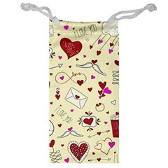 Valentinstag Love Hearts Pattern Red Yellow Jewelry Bag by EDDArt