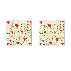 Valentinstag Love Hearts Pattern Red Yellow Cufflinks (square) by EDDArt