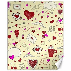 Valentinstag Love Hearts Pattern Red Yellow Canvas 16  X 20   by EDDArt