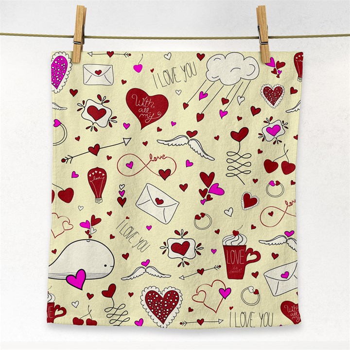 Valentinstag Love Hearts Pattern Red Yellow Face Towel