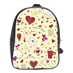 Valentinstag Love Hearts Pattern Red Yellow School Bags(large)  by EDDArt