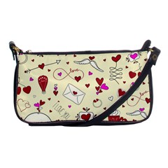 Valentinstag Love Hearts Pattern Red Yellow Shoulder Clutch Bags by EDDArt