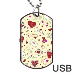 Valentinstag Love Hearts Pattern Red Yellow Dog Tag Usb Flash (two Sides) by EDDArt