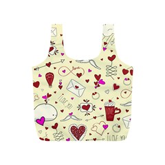 Valentinstag Love Hearts Pattern Red Yellow Full Print Recycle Bags (s)  by EDDArt