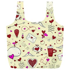 Valentinstag Love Hearts Pattern Red Yellow Full Print Recycle Bags (l)  by EDDArt