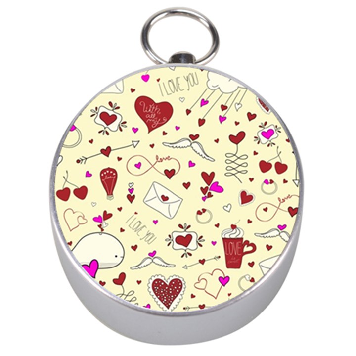 Valentinstag Love Hearts Pattern Red Yellow Silver Compasses