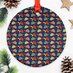 Turtle Pattern Round Ornament (two Sides) by Valentinaart