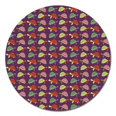 Turtle Pattern Magnet 5  (round) by Valentinaart