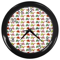 Turtle Pattern Wall Clocks (black) by Valentinaart