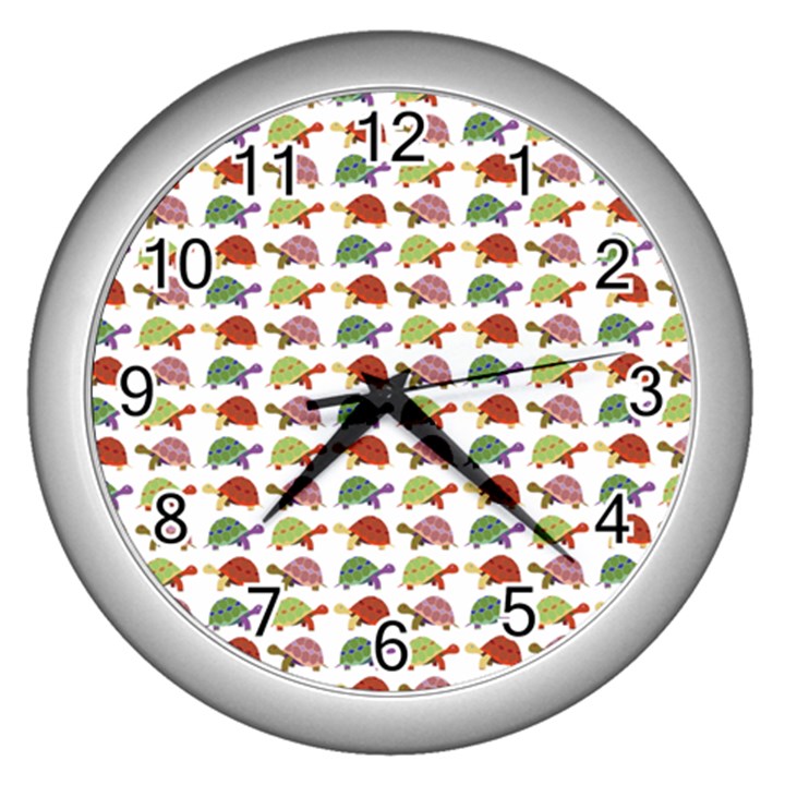 Turtle pattern Wall Clocks (Silver) 