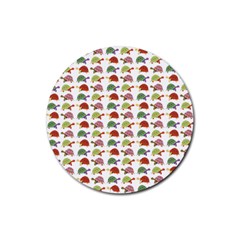 Turtle Pattern Rubber Coaster (round)  by Valentinaart