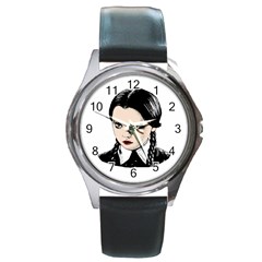 Wednesday Addams Round Metal Watch by Valentinaart