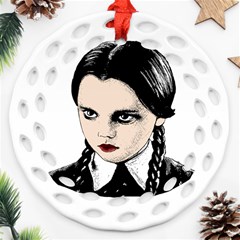 Wednesday Addams Ornament (round Filigree) by Valentinaart