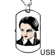 Wednesday Addams Dog Tag Usb Flash (one Side) by Valentinaart