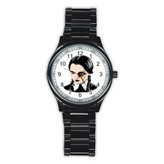 Wednesday Addams Stainless Steel Round Watch by Valentinaart