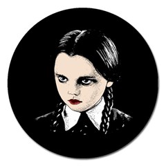 Wednesday Addams Magnet 5  (round) by Valentinaart