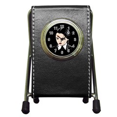 Wednesday Addams Pen Holder Desk Clocks by Valentinaart