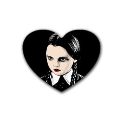 Wednesday Addams Rubber Coaster (heart)  by Valentinaart