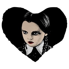 Wednesday Addams Large 19  Premium Heart Shape Cushions by Valentinaart