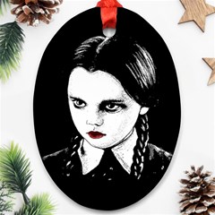 Wednesday Addams Oval Ornament (two Sides) by Valentinaart