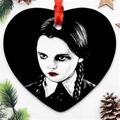 Wednesday Addams Heart Ornament (two Sides) by Valentinaart